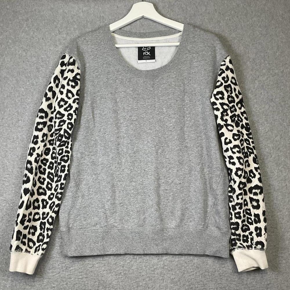 Fox Racing Women's Size Large Gray Animal Print Long Sleeve T-Shirt Cotton